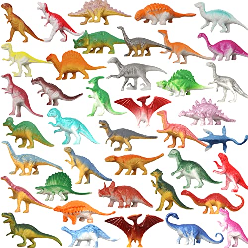 DOITEM Dinosaurier-Figuren, 40 Stück Kunststoff-Dinosaurier-Spielzeug-Set für Kinder Jungen Kleinkinder Geburtstag Weihnachten Ostern Einschließlich Triceratops Stegosaurus von DOITEM
