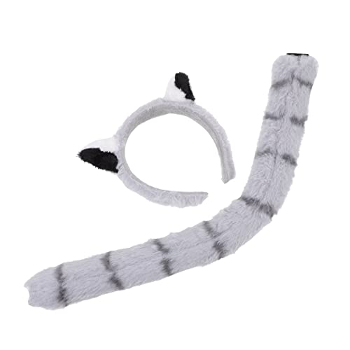 DOITOOL 1 Satz Tierstirnband Plüschbärenschwanz Tierbekleidung Und Accessoires Waschb?r Cosplay Kostüm Baby Fliege Tier-stirnbänder -cosplay-set Erwachsener Damen Lemur von DOITOOL