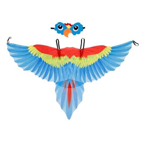 DOITOOL 1 Set Papageienflügel Kostüm, Kinder Vogel Umhang mit Kopfbedeckung, mehrfarbiger Verkleidungsumhang für Cosplay, Party, Aufführungsblau DOITOOL 1 Set Papageienflügel Kostüm, Kinder Vogel Umhang mit Kopfbedeckung, mehrfarbiger Verkleidungsumhang für Cosplay, Party, Aufführungsblau von DOITOOL