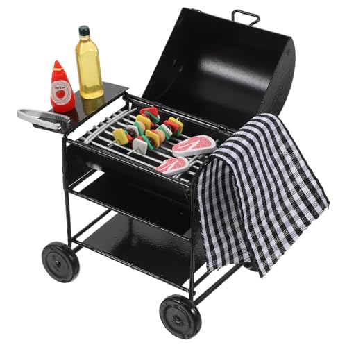 DOITOOL 1 Set Puppenhaus Miniatur Grill BBQ, Schwarzes Legierungs-Miniaturgrill-Modell, Puppenhaus Zubehör für 1/6 und 1/12 Maßstab Dekoration von DOITOOL