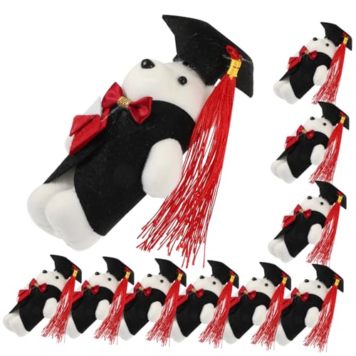DOITOOL 10 Stück Bärenpuppe Abschluss- Plüsch -Abschlussbär mit Blumen Bärenpuppenmasse 2022 Abschluss Stofftier Abschlussbär-Schmuck Plüschbär Graduierung Plüsch Schaum von DOITOOL
