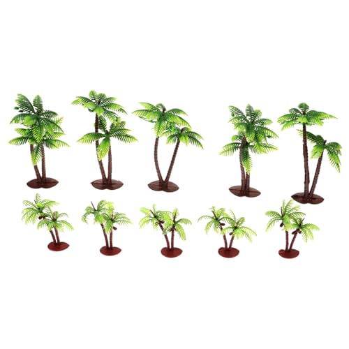 DOITOOL 10 Stück Kokosnussbaum-Modell Falscher Baum Simulation Miniatur Fälschung Palmen Für Den Garten Blätter Klein Drinnen Palmenpflücker Strand Modell Kokospalme Plastik Green von DOITOOL