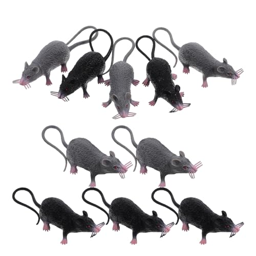 DOITOOL 10 Stück Realistische Fake-Rattenmodelle für Halloween-Dekorationen und Streiche, 22 cm, PVC-Kunststoff von DOITOOL