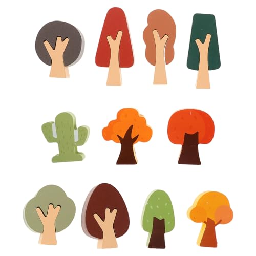 DOITOOL 11-teiliges Holzhandwerk, Waldbäume, Spielzeugszene, Mini-Baum-Kit, Bastelset, Kuchendekoration, Landschaft für frühe pädagogische Vorschulklassenzimmerprojekte, Montessori-Spielzeug von DOITOOL
