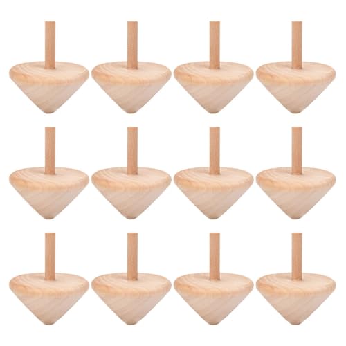DOITOOL 12 Stück Holzkreisel, DIY-malkreisel für Kinder, Beige, 2, 16 X 1, 77 X 1, 77 Zoll von DOITOOL