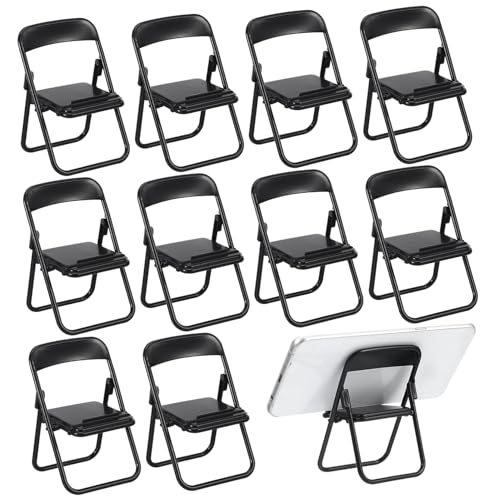DOITOOL 12 Stück Teiliges Mini Klappstühle aus Robustem Material Faltbare Miniaturstühle Schwarz für Deko Vielseitig Einsetzbar für DIY Mini Hausgestaltung und Sammlermodelle von DOITOOL