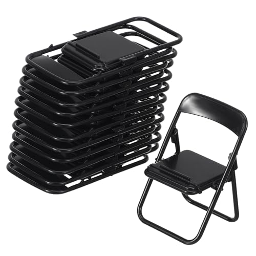 DOITOOL 12 Stück Teiliges Miniatur Stühle Mobile Holder Miniaturmöbel Schwarze Faltbare Dekoration Tiny Furniture Ornament für DIY und Mini Haus Zubehör von DOITOOL