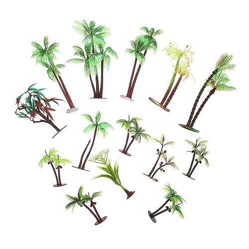 DOITOOL 14 Stück Sandtisch Grüne Pflanzenmodellbaum Mini realistisch tropisch Landschaft Anlage Modell Kokospalme kreatives Kokosnussbaummodell Diorama -Bäume Plastik Green von DOITOOL