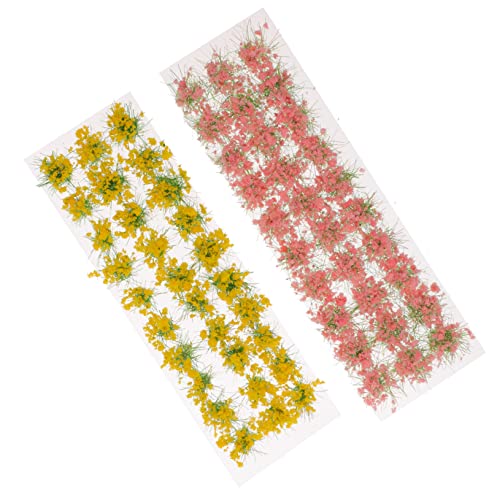DOITOOL 2 Blätter Selbstklebende Bunte Blütentraube Blumenbüschel Künstlicher Blumencluster Sandtischblume Miniatur-vegetationsgruppe Simulation Landschaftsdekor Sandtischgras Plastik von DOITOOL