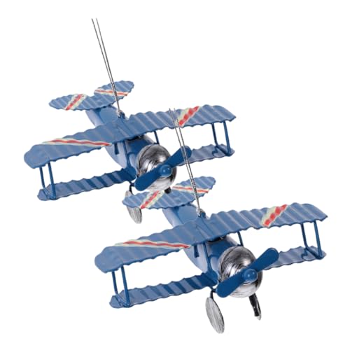 DOITOOL 2 Stück Doppeldeckermodell Retro-flugzeugmodell Klein Modellflugzeug Gartendekoration Flugzeug Geburtstag Flugzeuge Mini Vintage-Flugzeug- Flugzeugmodell Aus Metall Eisen Blue von DOITOOL