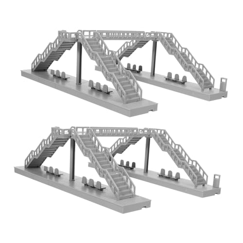 DOITOOL 2 Stück Städtisches Gebäudemodell Architekturmodell Handwerkliches Baumodell Dekoration der Eisenbahnlandschaft Eisenbahn-Fußgängerbrücke Eisenbahndekor Bahngleise Brücke Abs Grau von DOITOOL