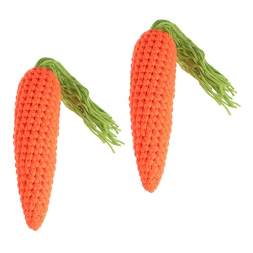 DOITOOL 2 Stück Teiliges Gestricktes Karotten aus Wollgarn Realistische Ostern Dekofigur Detailreich Handgefertigt Langlebig und Formstabil als Festliche Wohnaccessoire von DOITOOL