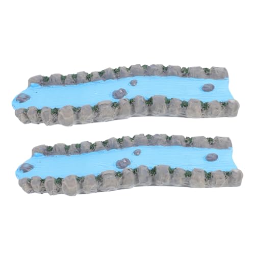 DOITOOL 2 Stück Teiliges Resin Bach Langlebiger Miniatur Fluss Realistische Wasserlandschaft für Puppenhaus Feengarten Dekoration Vielseitiges Garten Accessoire Farbintensiv Robust von DOITOOL