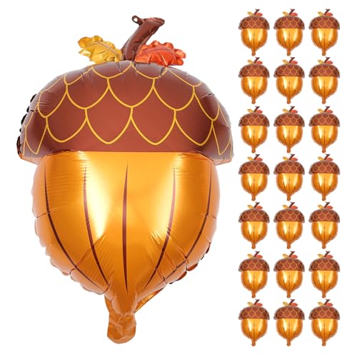 DOITOOL 25 Stück Tannenzapfen-Luftballons zum Thema Erntedankfest, große Aluminiumfolien-Luftballons für Erntedankfest im Herbst, Herbst-Mottoparty von DOITOOL