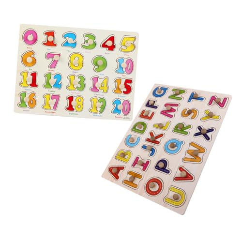 DOITOOL 2Er Set Alphanumerisches Puzzle Babyspielzeug Puzzles Kleinkinder Zahlenpuzzle Formpuzzle Große Zahlenspielzeug Zahlenblock Alphabet Lernspielzeug Alphabet Und Zahlenpuzzle ABC von DOITOOL