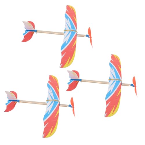 DOITOOL 3 Stück Flugzeug Selber Bauen Kinderspielzeug Segelflugzeug Klein Modellflugzeug Fliegend Polystyrol Bausatz Ebene Flugzeuge Flugzeug Gummiband Bildungsspielzeug Hölzern von DOITOOL