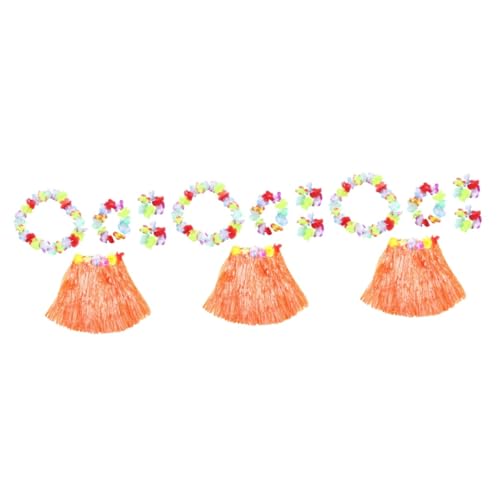 DOITOOL 3stücke Hawaiianisches Kinderkostüm Set Mit Langer Grasröhre Klassischem Blumenkranz Und Passendem Zubehör Für Luau Partys Und Strandveranstaltungen Für Kleine Tänzerinnen von DOITOOL