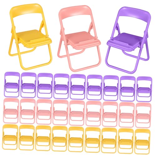 DOITOOL 30 Stück Handyhalter Puppenhaus Klappstuhl Klein Mini-klappstuhl Sitzen Mini-Modell-Stuhl Geformt Schreibtisch Essen Puppenhaus-dekorationsmöbel Süßer Telefonständer Plastik von DOITOOL