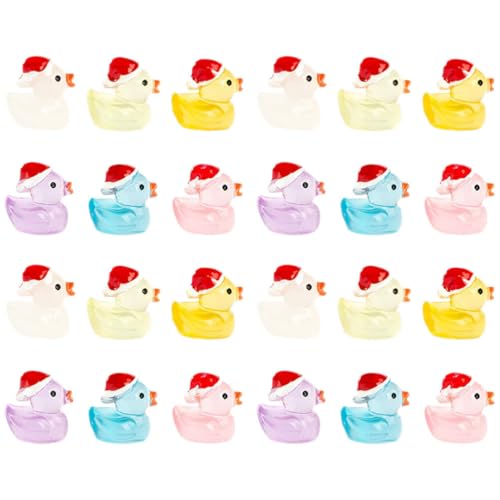DOITOOL 30 Stück Mini-Enten aus Kunstharz mit Weihnachtsmütze, im Dunkeln Leuchtende Tierfiguren, Kawaii-Enten-kuchenaufsätze für Mooslandschafts-Bonsai DOITOOL 30 Stück Mini-Enten aus Kunstharz mit Weihnachtsmütze, im Dunkeln Leuchtende Tierfiguren, Kawaii-Enten-kuchenaufsätze für Mooslandschafts-Bonsai von DOITOOL