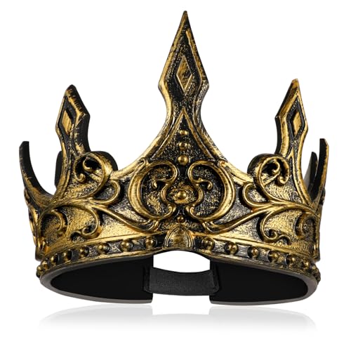 DOITOOL Mittelalterliche Königskrone für Männer Dekorative Headdress für Halloween Partys und Cosplay Leichtes PU Schaummaterial Zufälliges Muster Einzigartiger Kopfschmuck von DOITOOL