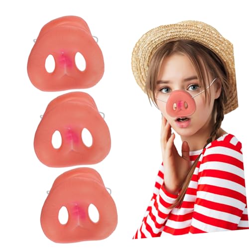DOITOOL 3Stücke Schweinenasenmasken Weichem Vinyl mit Verstellbarem Riemen Lustige Cosplay Requisite für Partys Karneval und Halloween Einzigartiges für Tierkostüme von DOITOOL