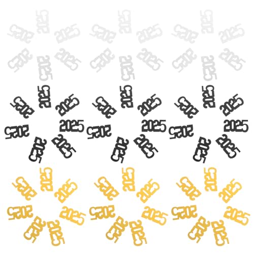 DOITOOL 3er Pack Year Konfetti Schwarz Gold Silber Glitter Tischdekoration für Silvester Party Feier Heim Büro Festliche Jahresenddekoration von DOITOOL