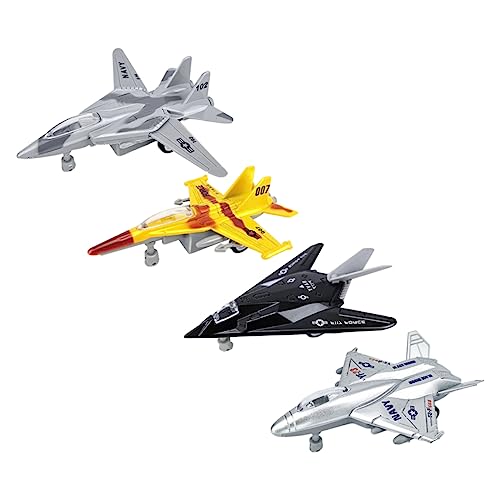 DOITOOL 4 Stück Alloy Kampfjet Modellspielzeuge Rückziehmotor Flugzeugspielzeug für Leicht und Sicher Fördert Kreativität und Vorstellungskraft für Geburtstage und Alltag von DOITOOL