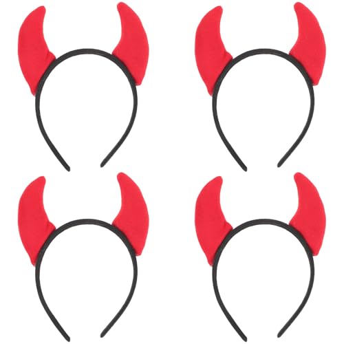 DOITOOL 4 Stück Leuchtendes Horn-Stirnband Haarreifen aus Teufelshorn Party-Requisiten Haargummi Haarband Haarreifen aus Horn Halloween-Stirnband bilden Haarschmuck Hörner von DOITOOL