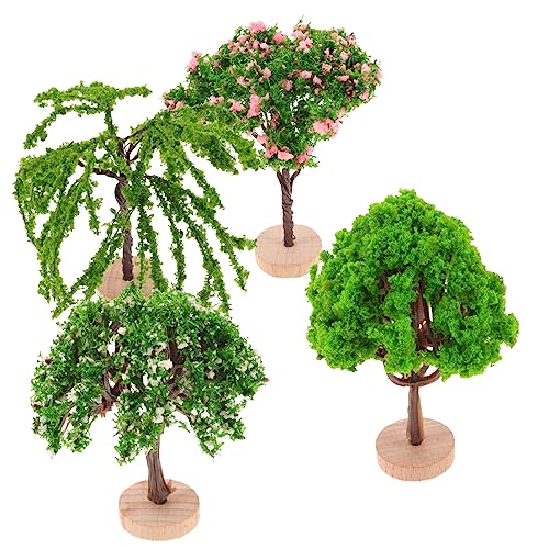 DOITOOL 4 Stück Miniatur Landschaftsbäume Langlebige Kunststoff Deko Realistische Grüne Bäume für Sandtisch Modellbau DIY Mikro Kleine Bastelbäume für Kreative Szenen von DOITOOL