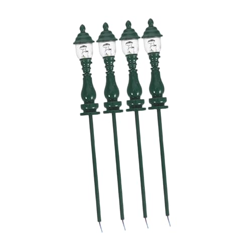 DOITOOL 4 Stück Modell Gartenleuchte Mini Lampe Modell LED Landschaft Terrassenleuchten Rasen Z Puppenhausmöbel Puppenhauszubehör Straßenlaterne Dorfstraßenlaterne Grün Edelstahl Plus Abs von DOITOOL