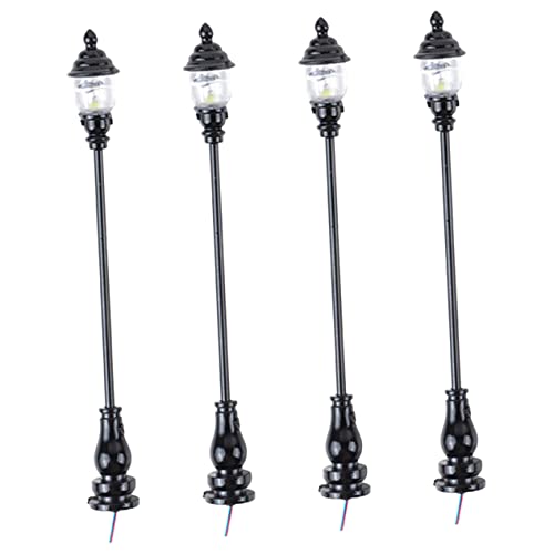 DOITOOL 4 Stück Sandtabellenmodellzubehör Miniatur Puppenhauslampe Lampenmodell Mini-Gartenlampe Raumdekoration für Schlafzimmer Edelstahl Plus abs Black von DOITOOL