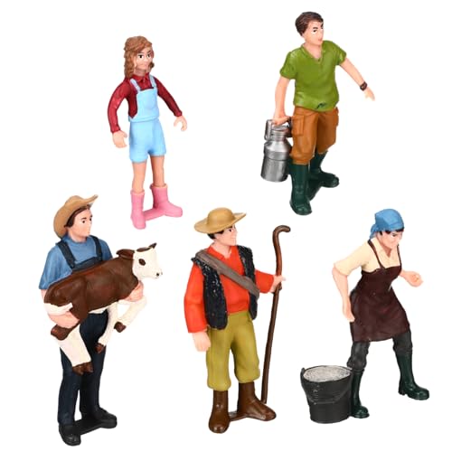 DOITOOL 5 Stück Farmcharaktermodell Bauernfiguren Mini-bauernhoffiguren Bauernhof Baufiguren Modell Miniaturen Menschen Skalieren Figuren Menschenfiguren Für Klein Vinyl von DOITOOL
