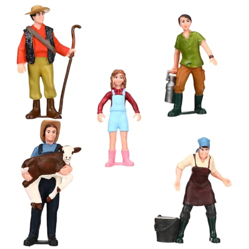 DOITOOL 5 Stück Farmcharaktermodell Menschenfiguren für Mini Bauernhof klein Figurenmodell Modellbaufiguren Layout-Requisiten Architektur-Layout- Vinyl von DOITOOL
