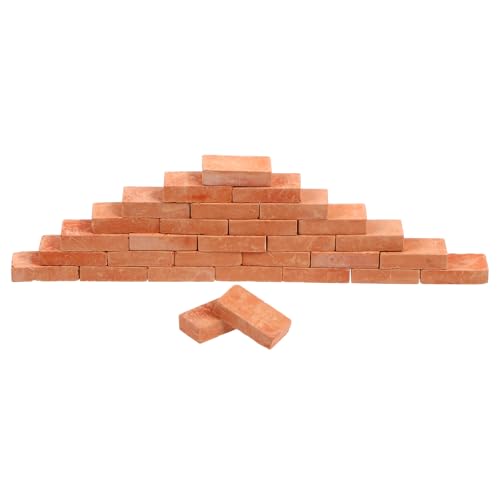 50 Stücke Mini Wandziegelsteine Modell, 1: 16 Modellbau Zubehör Backsteingebäude Set, Fairy Garten DIY Miniaturziegel Figur Landschaftsbau Zubehör Gefälschte Ziegelsteine Modell (Orange) von DOITOOL
