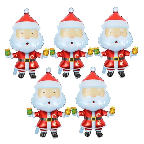 DOITOOL 5Stücke Aufblasbare Weihnachtsmann Ballon Dekoration Aluminiumfolie Langlebig und Praktisch für Weihnachtsfeiern Entzückende Folienballons für Festliche Anlässe von DOITOOL