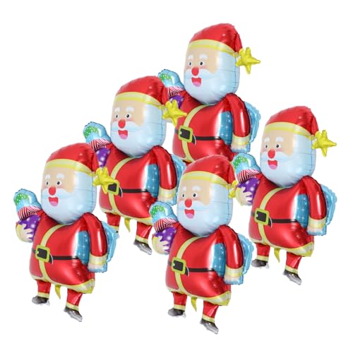 DOITOOL 5Stücke Aufblasbare Weihnachtsmann Folienballons Aluminiumfolie Ballondekoration für Weihnachtsfeiern Festliche Deko für Erwachsene Langlebig und Praktisch von DOITOOL