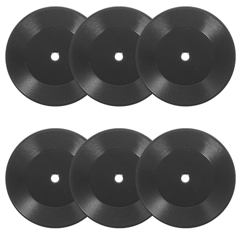 DOITOOL 6 Stück Miniatur-schallplatten, Puppenhaus-dekor, Bezauberndes Mini-schallplatten-Modell-zubehör für Die Puppenhaus-Dekoration, Schwarz von DOITOOL