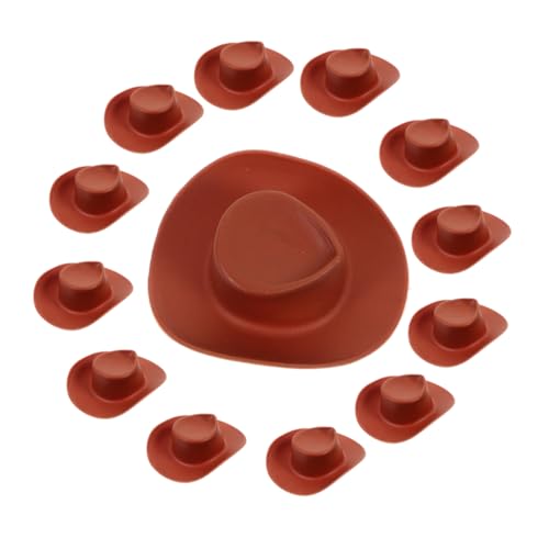 DOITOOL 60 Stück Mini Western Cowboy Hüte aus Niedliche Kleine Western Hüte für Puppen Partydekoration und DIY Bastelprojekte für Sammler Schokoladenbraun von DOITOOL