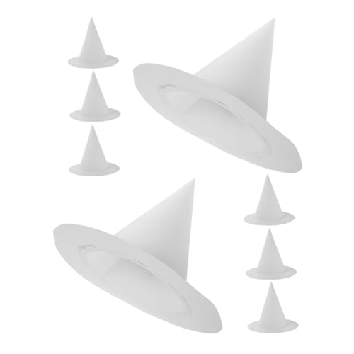 DOITOOL 8 Stück Teiliges DIY Hexenhut aus Stabilem Bastelpapier Kindgerechte Weiße Blanko Hüte zum Bemalen und Gestalten Klassisches Spitzes Design für Halloween Partydeko und Kreative von DOITOOL