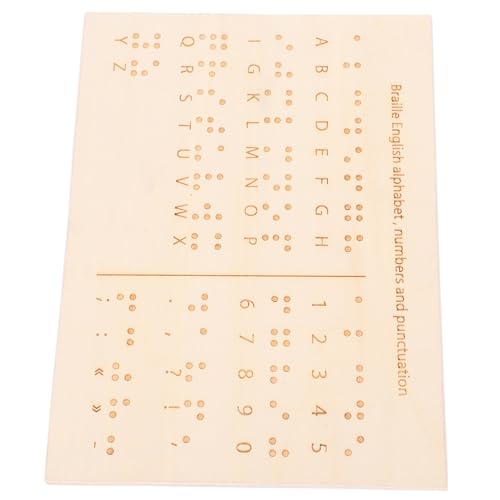 DOITOOL Braille-unterrichtsgeräte Braille-Platte Braille-Alphabet-lerntafel Lernwerkzeug Zum Schreiben Blind Braille-worttafeln Erzogen Punkte Alphabet-Trace-Tool Groß Planke Holz Beige von DOITOOL