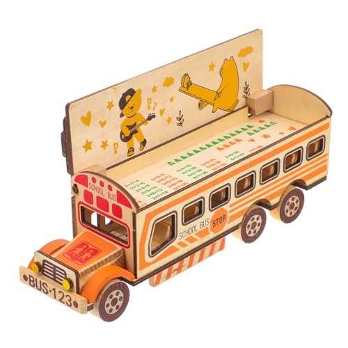 DOITOOL Bus kinderspielzeug Kreatives Simulationsspielzeug Spielzeugautomodell kleine Busspielzeuge Modellauto Schlafzimmer Bus- Holz von DOITOOL