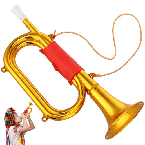DOITOOL Goldenes Kunststoff-Trompetenhorn Für Kinder Requisite Für Bühnenauftritte Musikspielzeuginstrument Für Rollenspiele Kleinkindtrompete 33 cm von DOITOOL