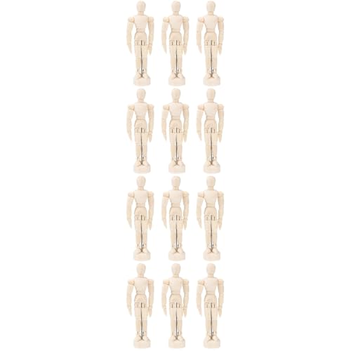 DOITOOL Künstlerpuppe Aus Holz 12-Teiliges Zeichenfigurenmodell Mit Ständer 4 5 Zoll Großes Holzmodell Einer Menschlichen Figur Artikulierte Skizzierdekoration von DOITOOL
