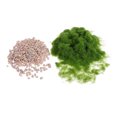 DOITOOL Künstliches Gras Pulver und Stein Realistische Grüne Grasmatte für Modellbau DIY Eisenbahn Landschaft Langlebiges Streumaterial für Miniatur Diorama und Gartenbahn von DOITOOL