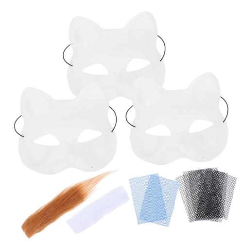 DOITOOL Mattweißer Katzenanzug Halloween-Fuchs-Blank-Maske Blanko-Wolfsmasken zum Dekorieren unbemaltte Maske Fuchsmaske selber machen weißer Fuchs Katzenmasken ihran PVC DOITOOL Mattweißer Katzenanzug Halloween-Fuchs-Blank-Maske Blanko-Wolfsmasken zum Dekorieren unbemaltte Maske Fuchsmaske selber machen weißer Fuchs Katzenmasken ihran PVC von DOITOOL
