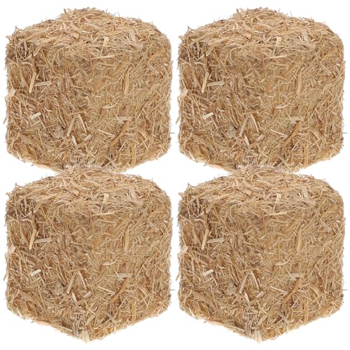 DOITOOL Mini-heuballen, 4-teiliges Dekoratives Heuhaufen-Ornament, Rustikale Tischdekoration, Hintergrunddekor mit Bauernhof-Motiven, 2,0 X 2,0 X 2,0 cm von DOITOOL
