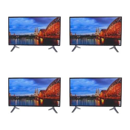 DOITOOL Miniatur-Puppenhaus-TV, Maßstab 1:12, Puppenhauszubehör, Mini-Fernseher, Puppenhaus, Miniatur-Möbeldekoration, 5,8 x 3,3 cm, 4 Stück von DOITOOL