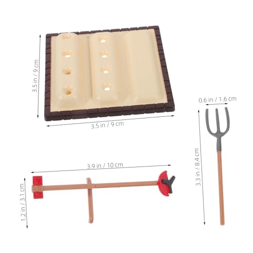 DOITOOL Miniatur Rasenmäher und Fork Gartenwerkzeug aus Detailgetreue Puppenhaus Zubehör für Ländliche Landschaft Vielseitig Einsetzbar für Modellbau und Gartendekorationen von DOITOOL