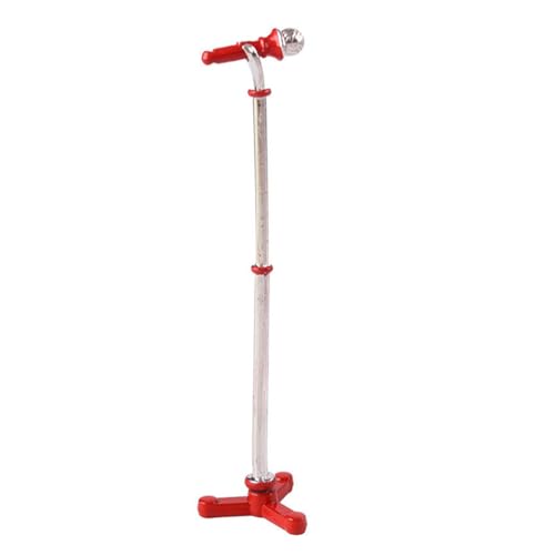 DOITOOL Miniatur-mikrofonmodell für Puppenhaus, Rotes Mini-mikrofon-Spielzeug-requisit, 1:12 Puppenhaus-Miniatur-puppenmikrofon, 3,66 X 0,74 X 0,74 Zoll von DOITOOL