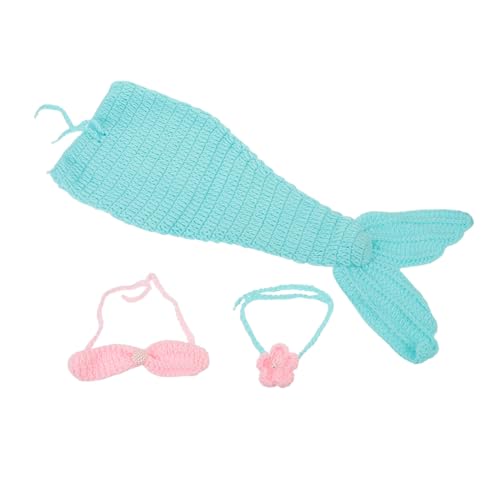 DOITOOL Neugeborenen Fotografie Requisiten Set Handgehäkeltes Meerjungfrau Kostüm Foto Outfit mit Stirnband und Top für Mädchen Fotoshooting Zuhause und Studio von DOITOOL